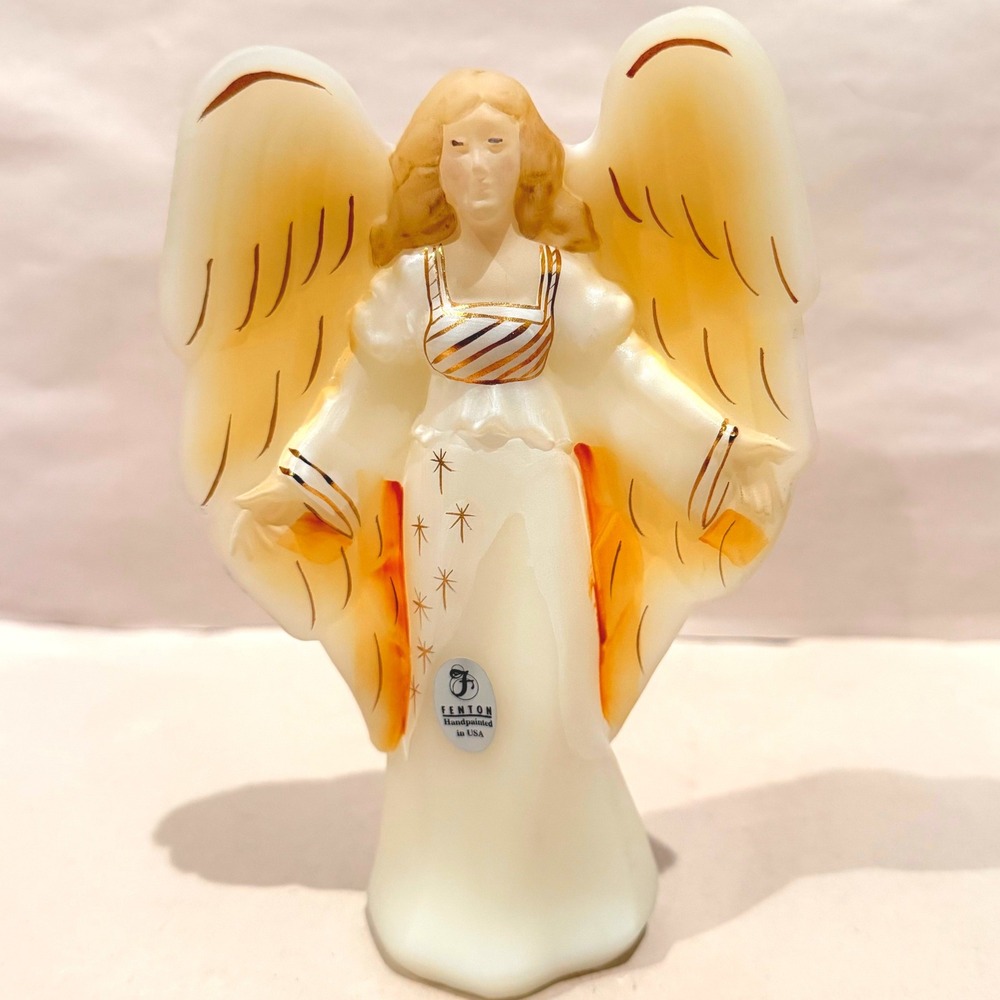 Fenton 1999 First Edition Gloria Nativity Satin Angel Signed Sherri Shepherd